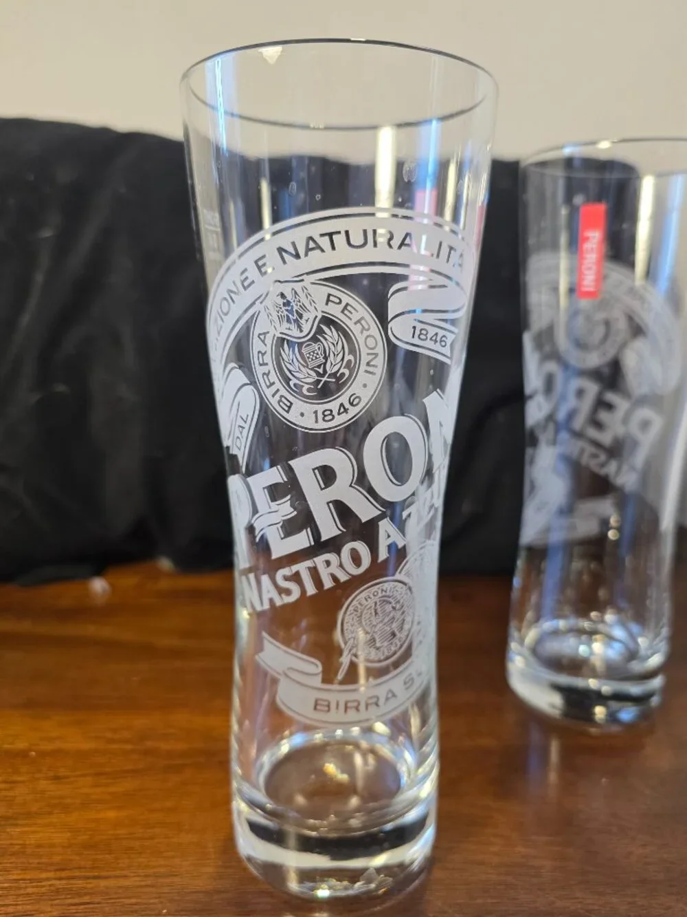 Peroni Nastro Azzurro Etched Beer Glasses set of 6